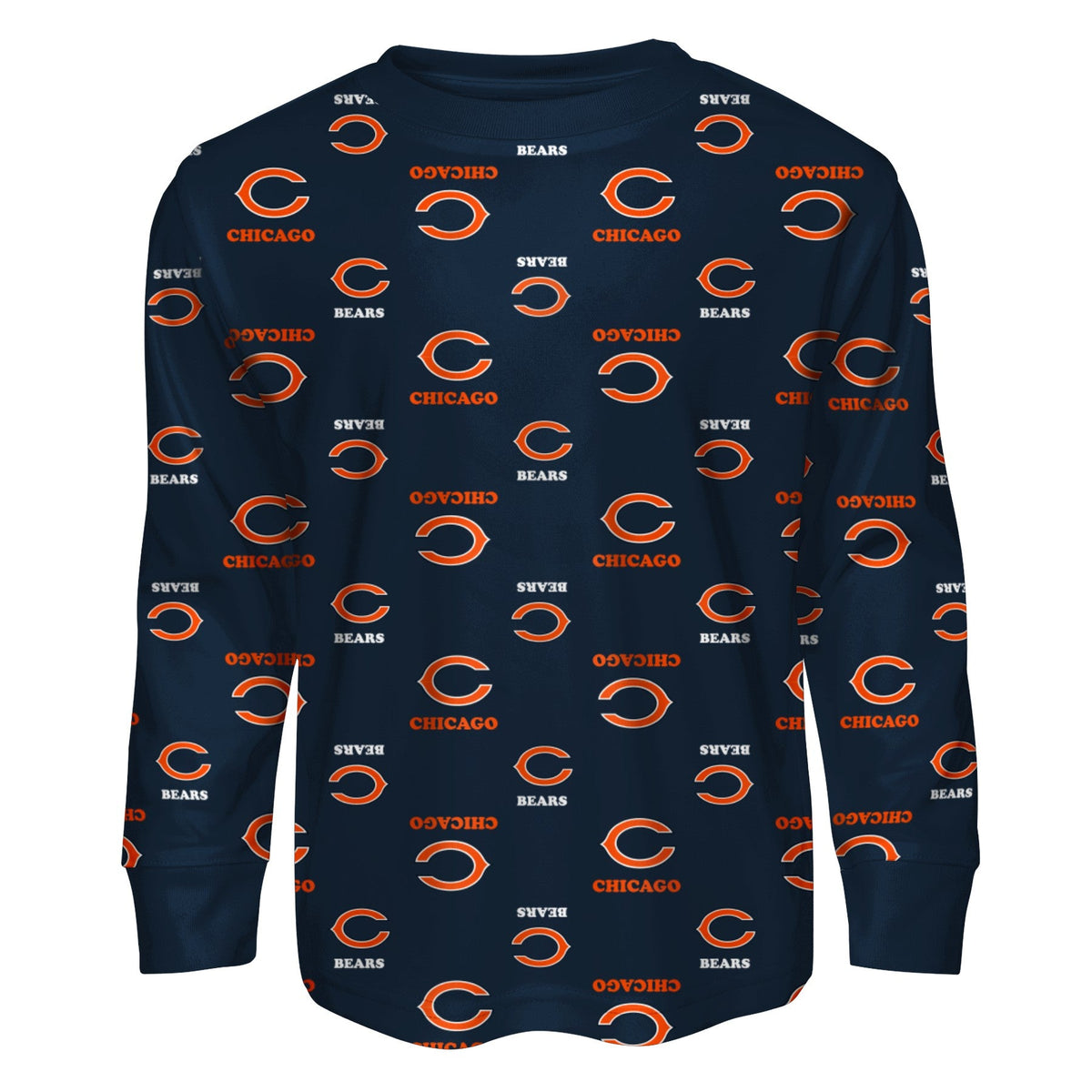 Toddler Chicago Bears Navy Allover Print Top and Pant Pajama Set product image 2, provided for visual reference and product