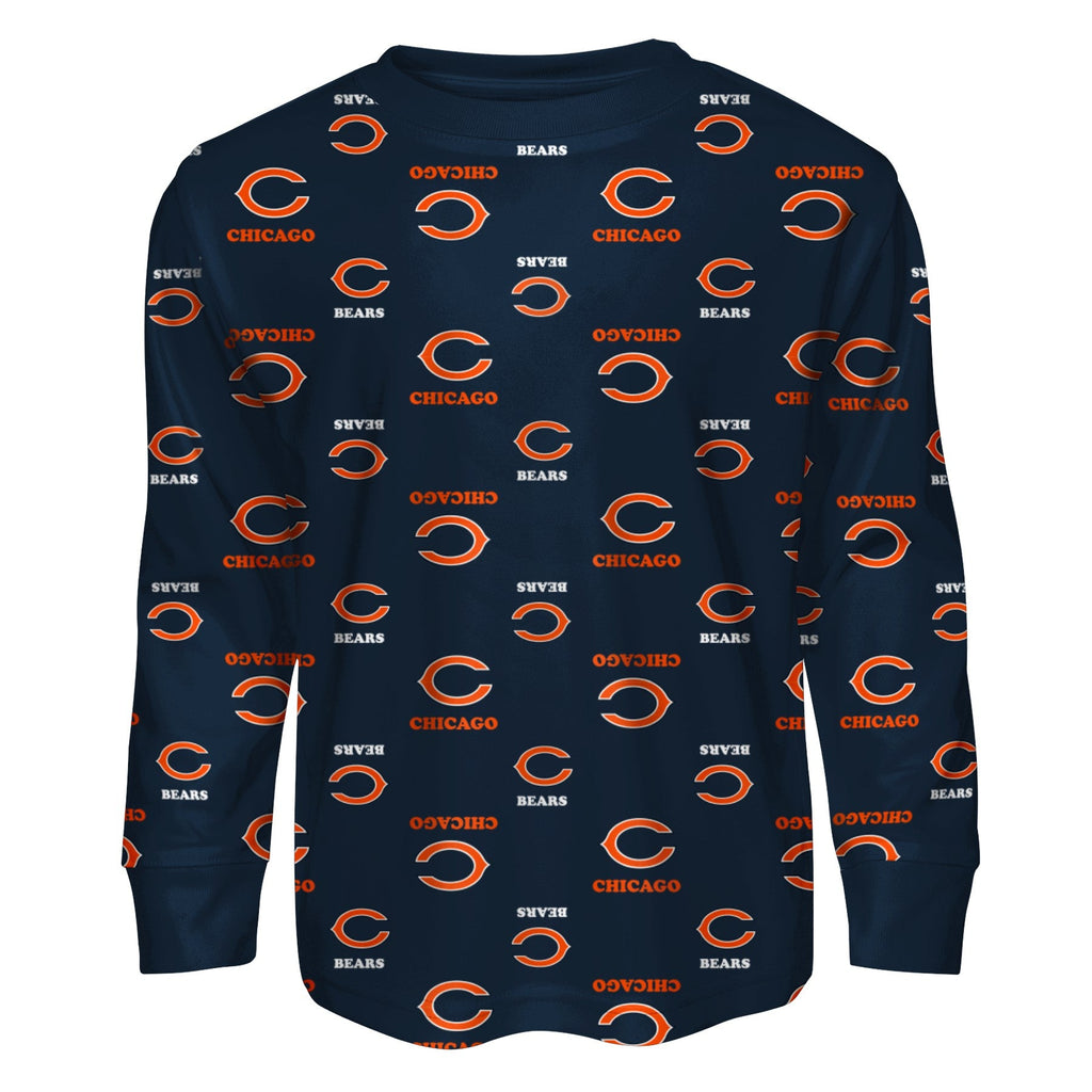 Kids Chicago Bears Child Navy Allover Print Top and Pant Pajama Set product image 2, provided for visual reference and