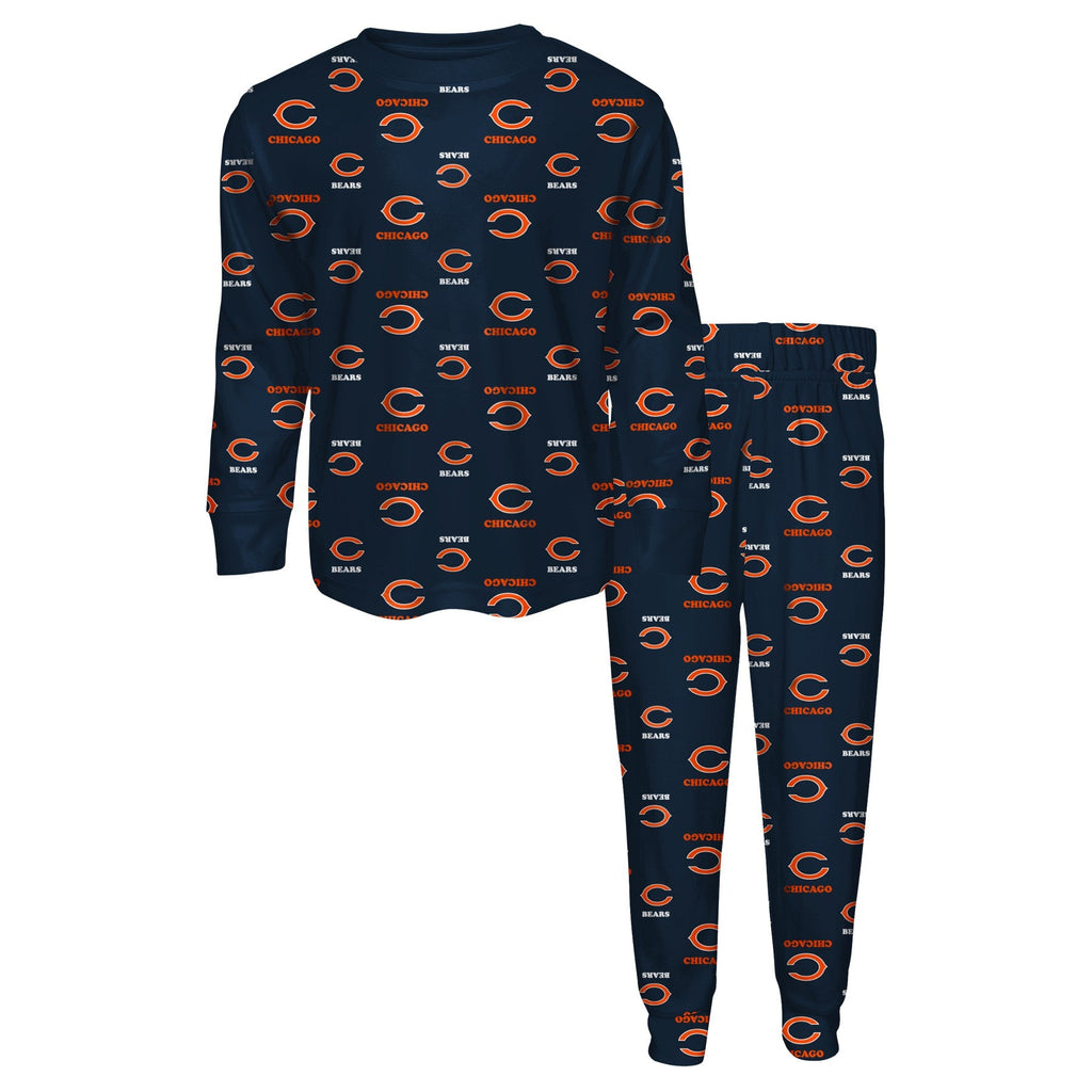 Kids Chicago Bears Child Navy Allover Print Top and Pant Pajama Set product image 1, provided for visual reference and