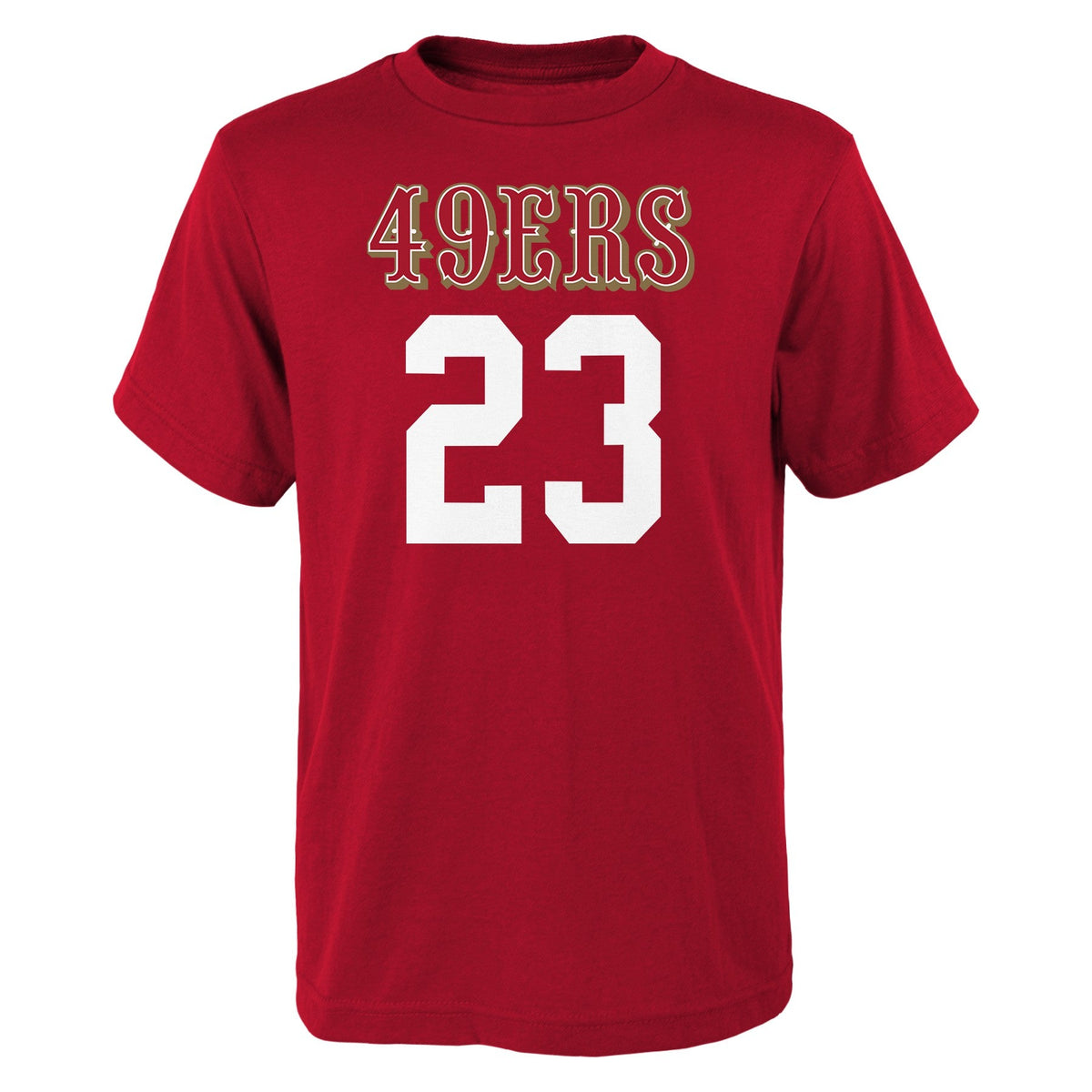 Youth San Francisco 49ers Christian McCaffrey Red Mainliner Player Name & Number T-Shirt product image 2, provided for