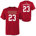 Youth San Francisco 49ers Christian McCaffrey Red Mainliner Player Name & Number T-Shirt product image 1, provided for