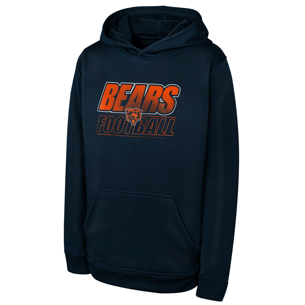 Chicago Bears Youth Extra Point PO Performance Navy Hoodie product image 1, provided for visual reference and product detail