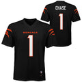 Ja'Marr Chase Cincinnati Bengals Youth Mid Tier Player Jersey - Black product image 1, provided for visual reference and