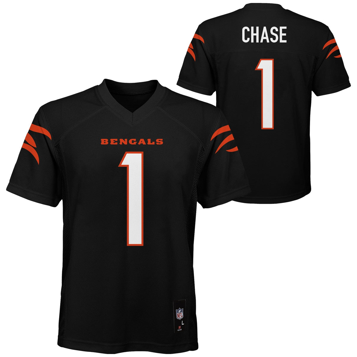 Ja'Marr Chase Cincinnati Bengals Youth Mid Tier Player Jersey - Black product image 1, provided for visual reference and