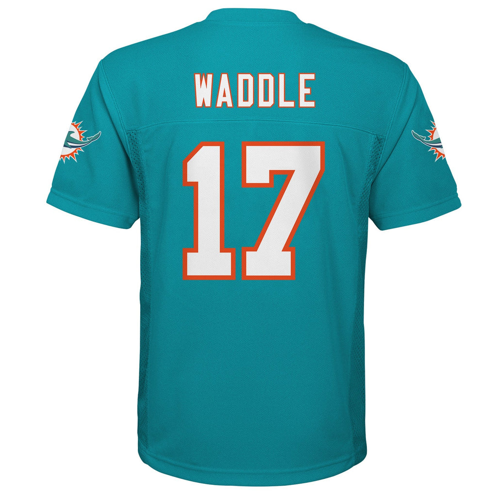 Jalen Waddle Miami Dolphins Youth Replica Mid Tier Player Jersey - Teal product image 3, provided for visual reference and