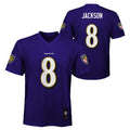 Youth Lamar Jackson Baltimore Ravens Purple Mid Tier Player Jersey product image 1, provided for visual reference and