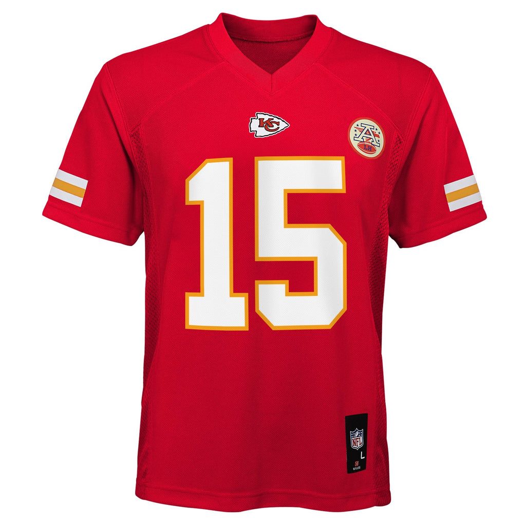 Youth Patrick Mahomes Kansas City Chiefs Red Mid Tier Player Jersey product image 2, provided for visual reference and