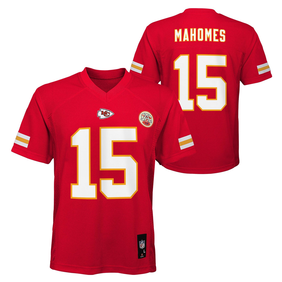 Youth Patrick Mahomes Kansas City Chiefs Red Mid Tier Player Jersey product image 1, provided for visual reference and