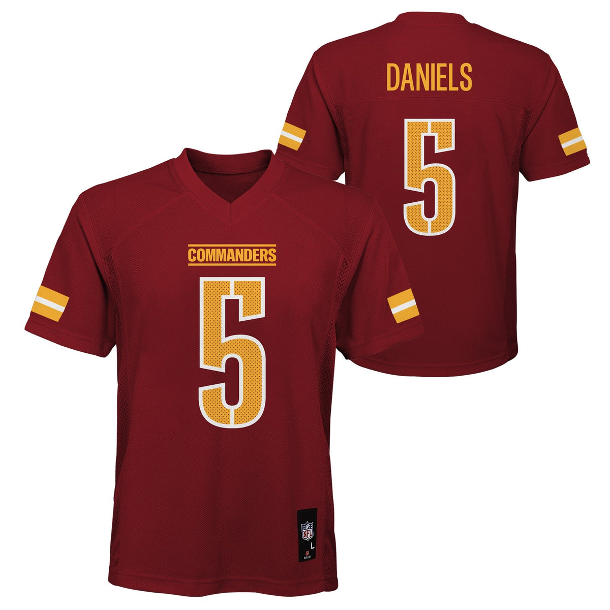Youth Jayden Daniels Washington Commanders Crimson Replica Mid Tier Player Jersey product image 1, provided for visual