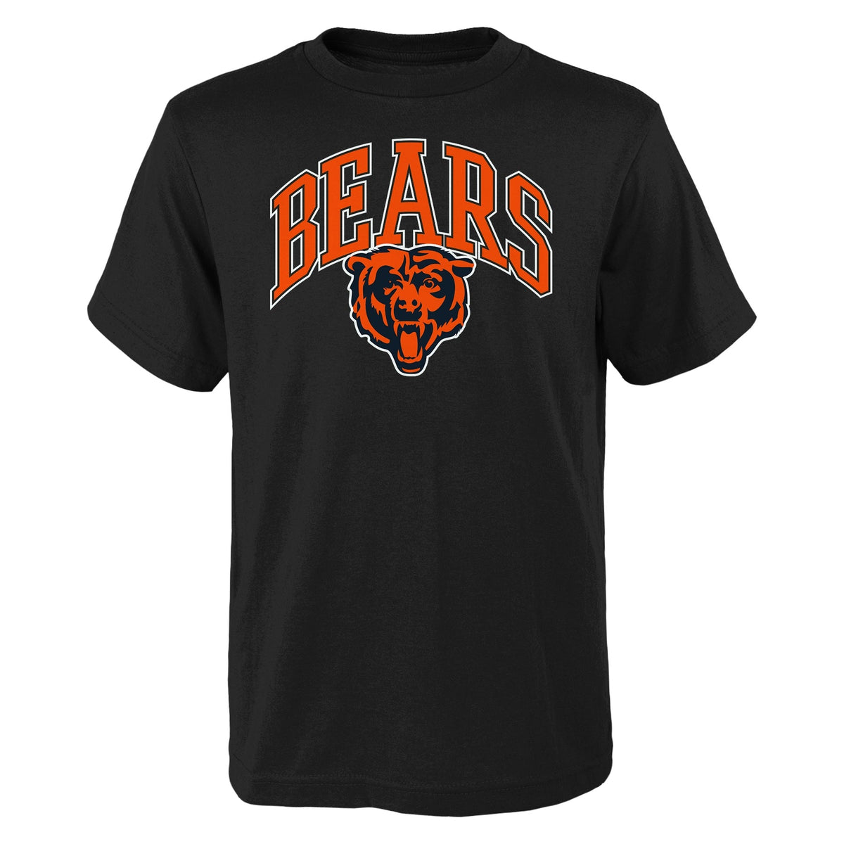 Youth Chicago Bears Primary Logo Arched Black T-Shirt product image 1, provided for visual reference and product detail