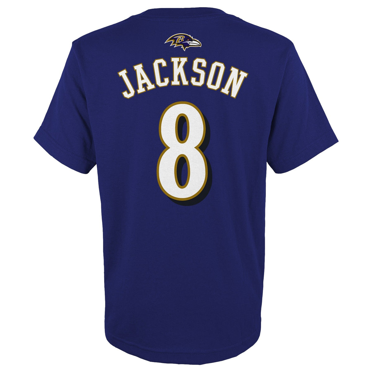 Youth Baltimore Ravens Lamar Jackson Purple Mainliner Player Name & Number T-Shirt product image 3, provided for visual