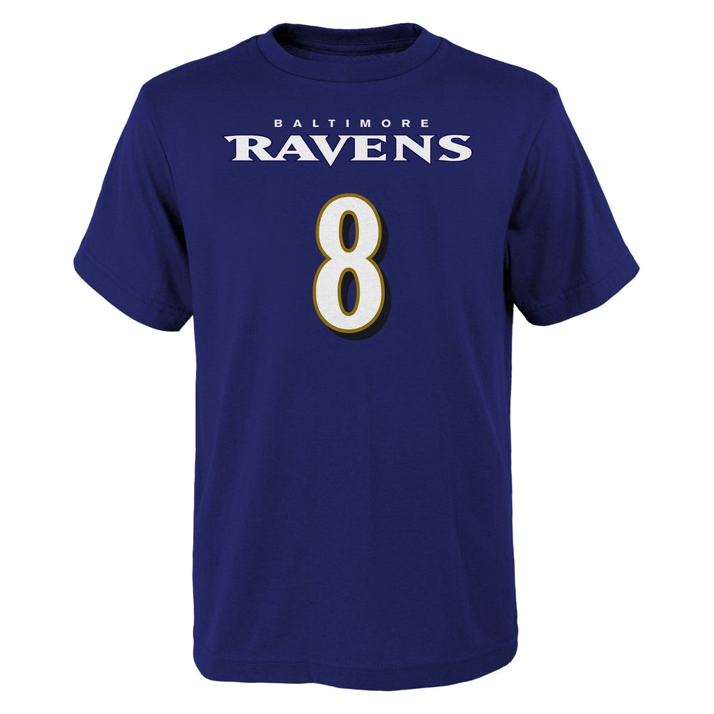 Youth Baltimore Ravens Lamar Jackson Purple Mainliner Player Name & Number T-Shirt product image 2, provided for visual