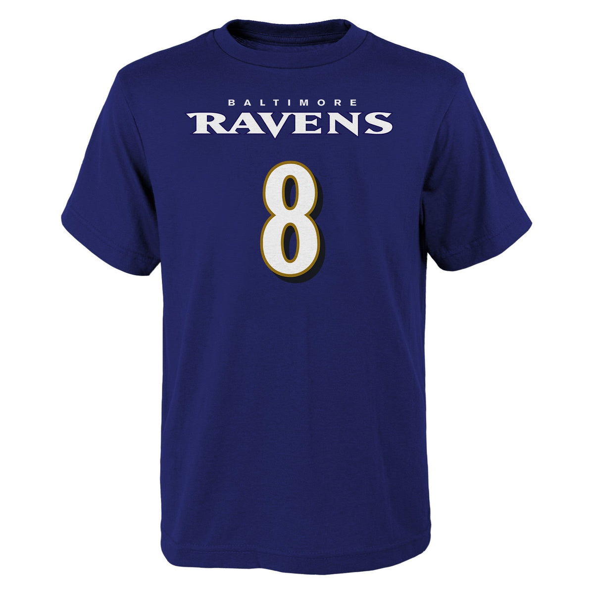Youth Baltimore Ravens Lamar Jackson Purple Mainliner Player Name & Number T-Shirt product image 2, provided for visual