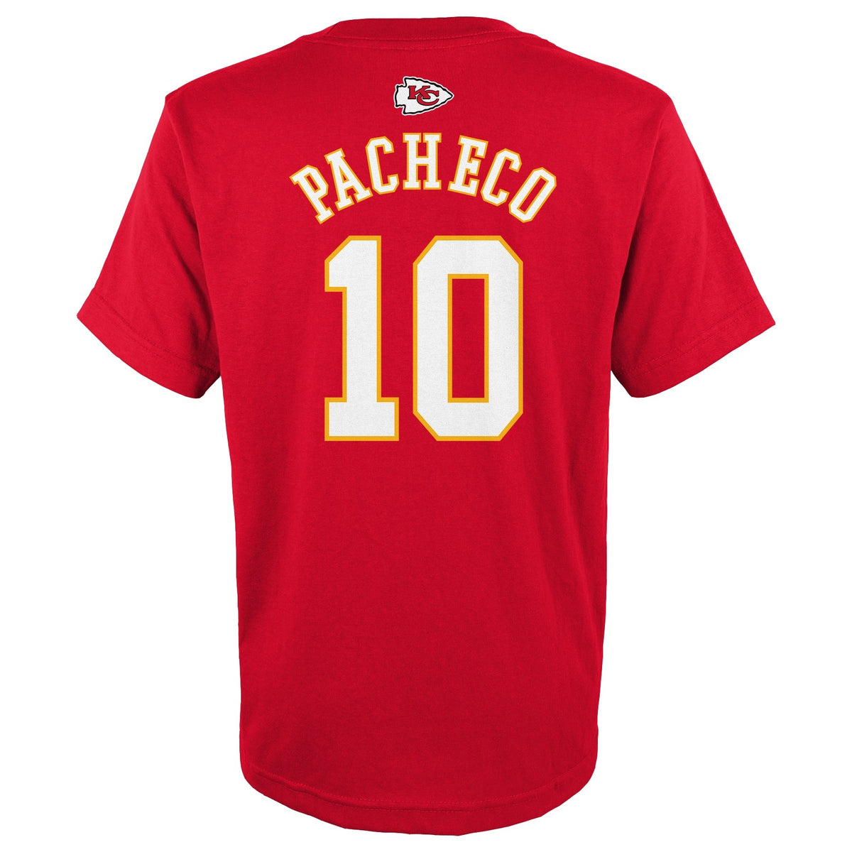 Youth Kansas City Chiefs Isiah Pacheco Red Mainliner Player Name & Number T-Shirt product image 2, provided for visual