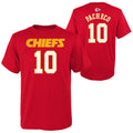 Youth Kansas City Chiefs Isiah Pacheco Red Mainliner Player Name & Number T-Shirt product image 1, provided for visual