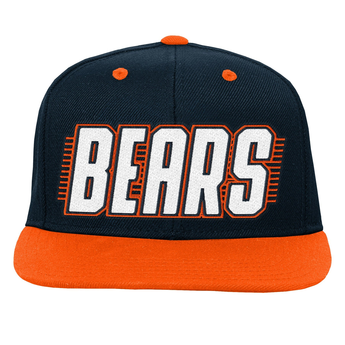 Youth Chicago Bears Navy Flat Bill Snapback Hat product image 2, provided for visual reference and product detail review