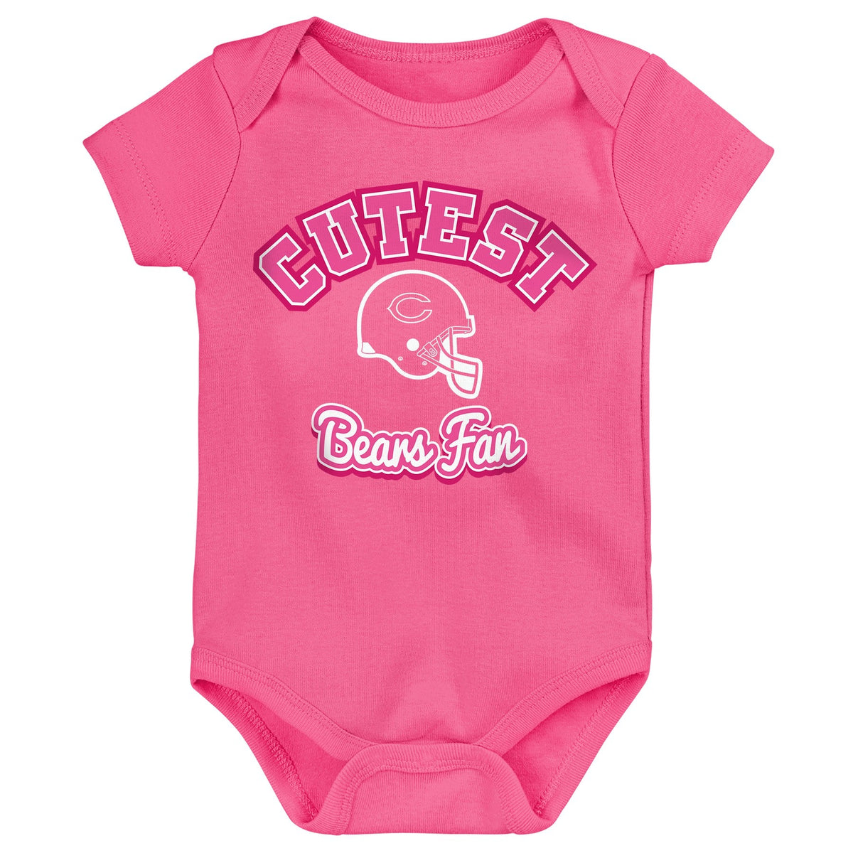 Newborn/Infant Girls Chicago Bears Pink Cutest Fan Short Sleeve Creeper product image 1, provided for visual reference and
