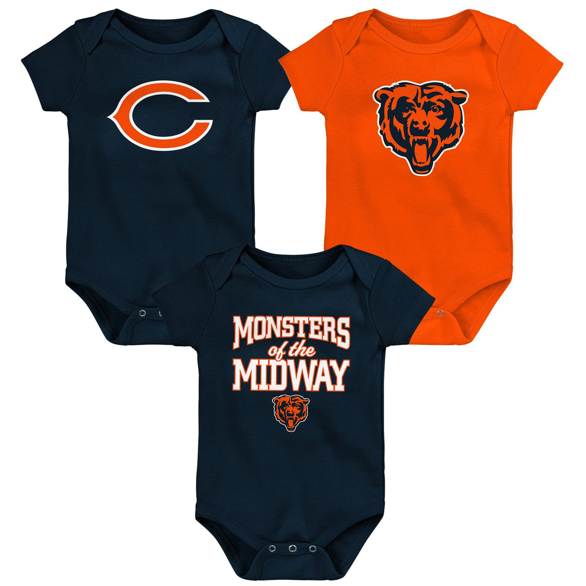 Newborn/Infant Chicago Bears Monsters of the Midway Short Sleeve Creeper Set product image 1, provided for visual reference