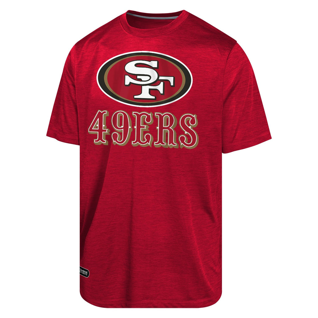 Mens San Francisco 49ers NFL Combine Red Spike Speed T-Shirt product image 2, provided for visual reference and product