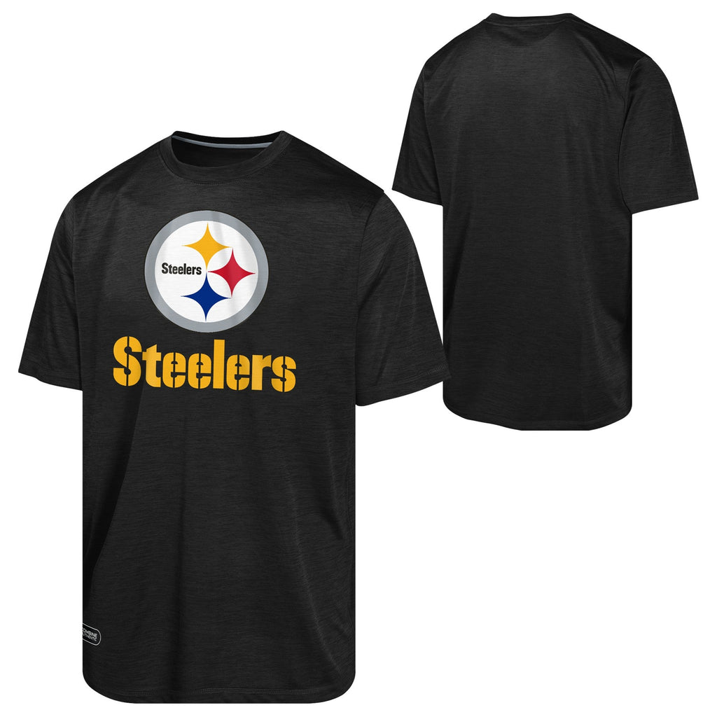 Mens Pittsburgh Steelers NFL Combine Black Spike Speed T-Shirt product image 1, provided for visual reference and product