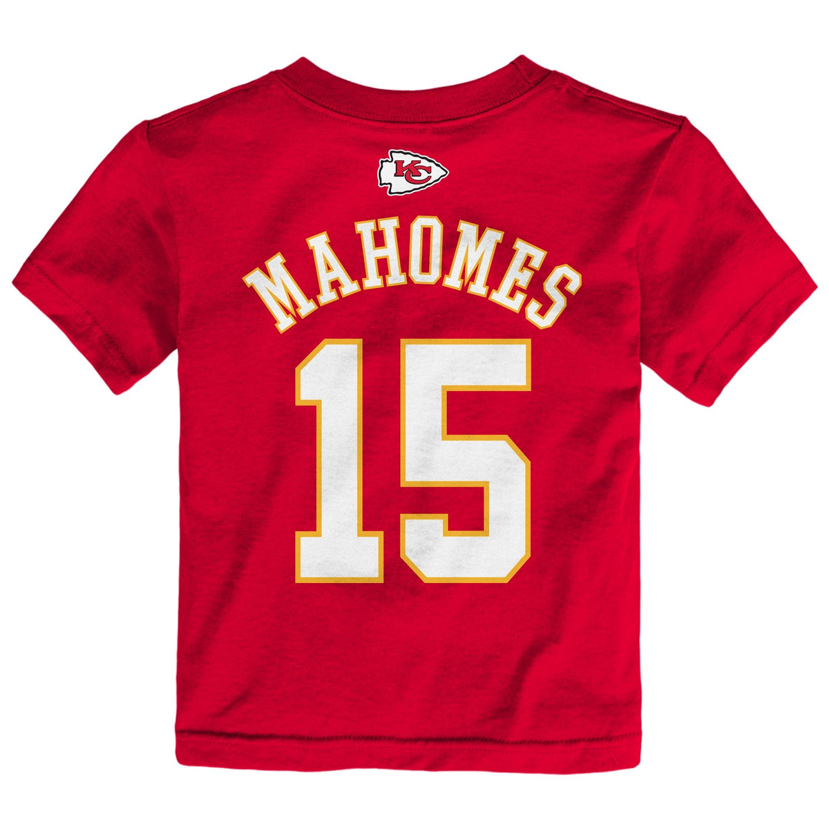 Toddler Patrick Mahomes Kansas City Chiefs Red Mainliner Player Name and Number Shirt product image 3, provided for visual