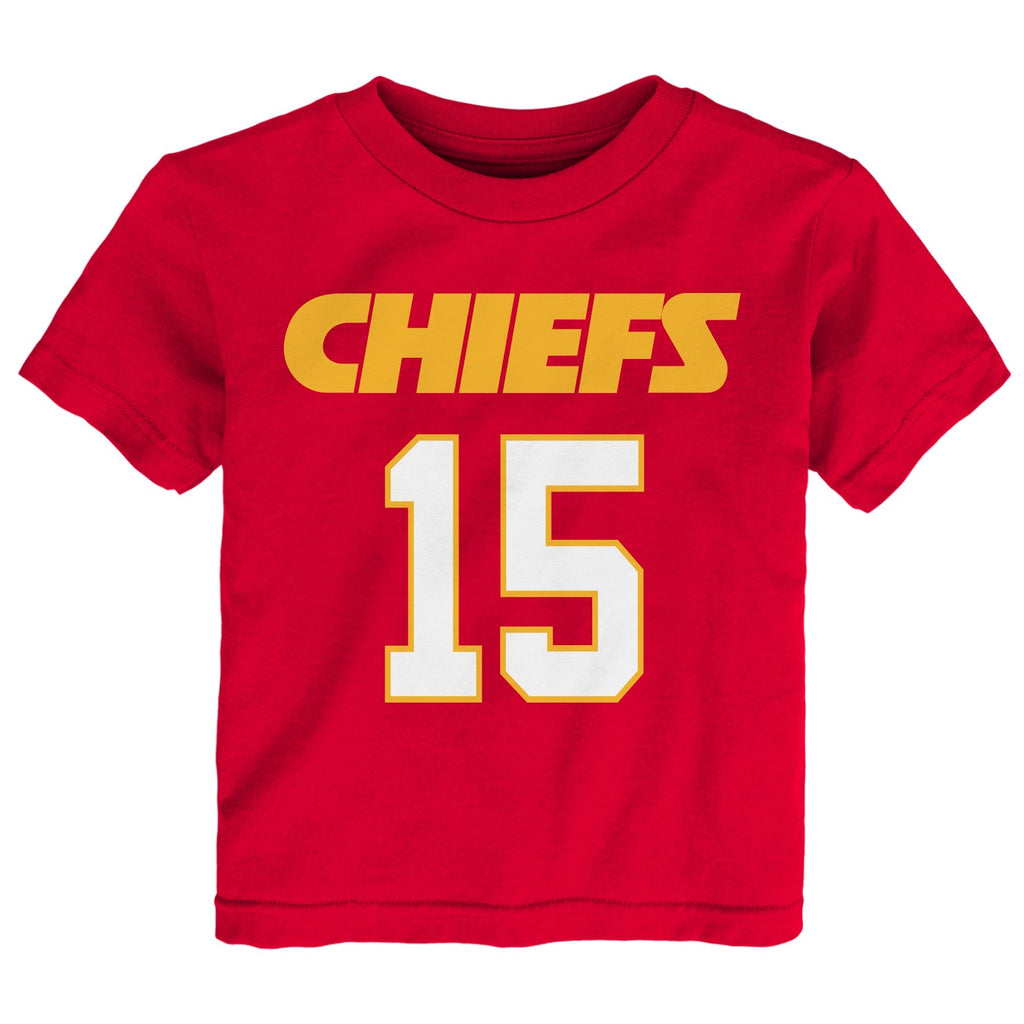 Toddler Patrick Mahomes Kansas City Chiefs Red Mainliner Player Name and Number Shirt product image 2, provided for visual