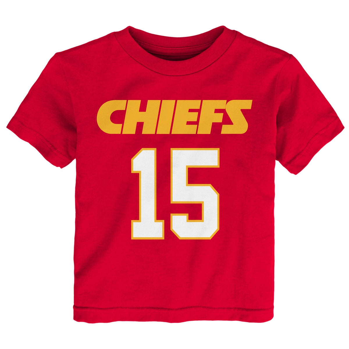 Toddler Patrick Mahomes Kansas City Chiefs Red Mainliner Player Name and Number Shirt product image 2, provided for visual