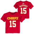 Toddler Patrick Mahomes Kansas City Chiefs Red Mainliner Player Name and Number Shirt product image 1, provided for visual