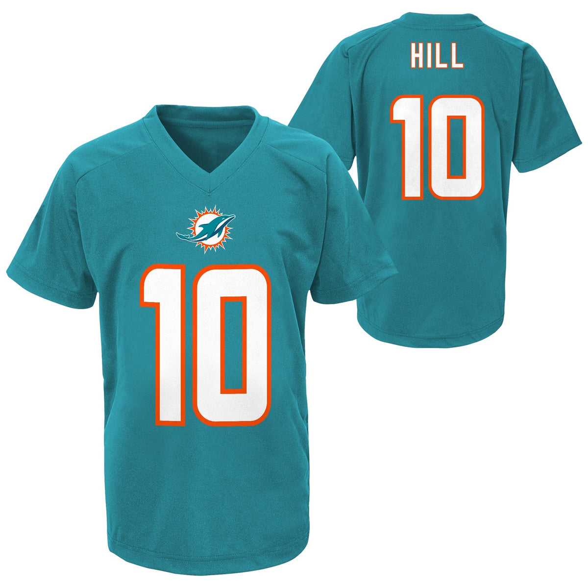 Toddler Tyreek Hill Miami Dolphins Aqua Performance Jersey T-Shirt product image 1, provided for visual reference and