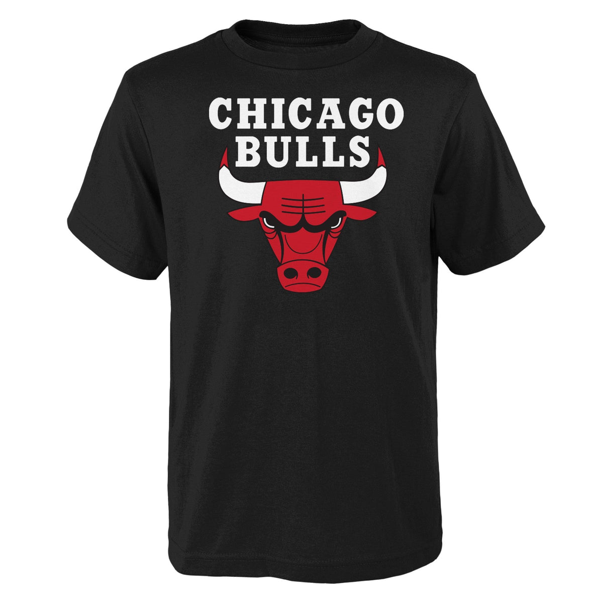 Youth Chicago Bulls Black Basic Logo Wordmark T-Shirt product image 1, provided for visual reference and product detail