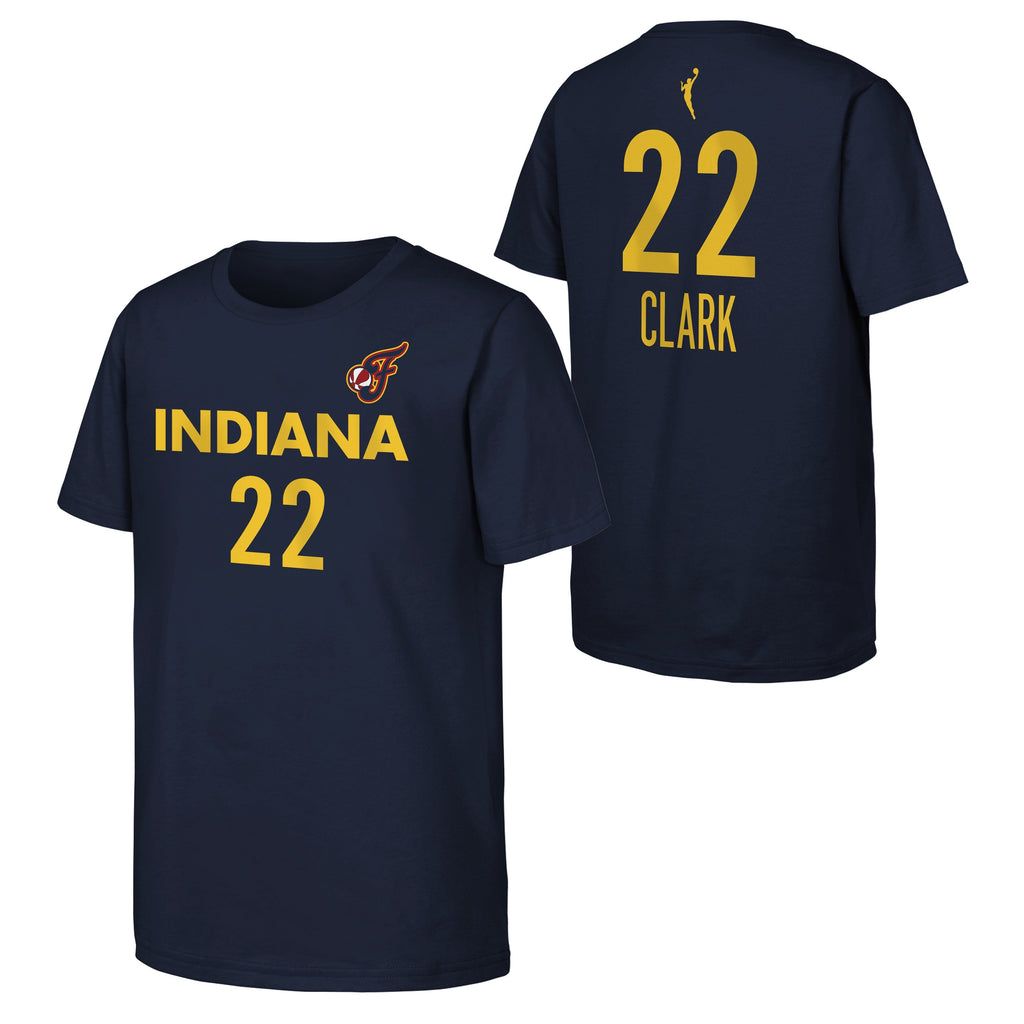 Youth Caitlin Clark Indiana Fever WNBA Navy Player Name And Number T-Shirt product image 1, provided for visual reference