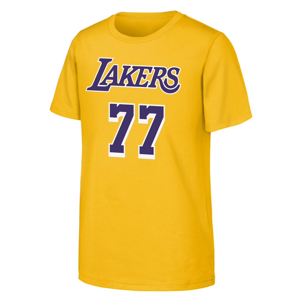 Youth Luka Doncic Los Angeles Lakers NBA Yellow Name & Number T-Shirt product image 2, provided for visual reference and