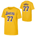 Youth Luka Doncic Los Angeles Lakers NBA Yellow Name & Number T-Shirt product image 1, provided for visual reference and