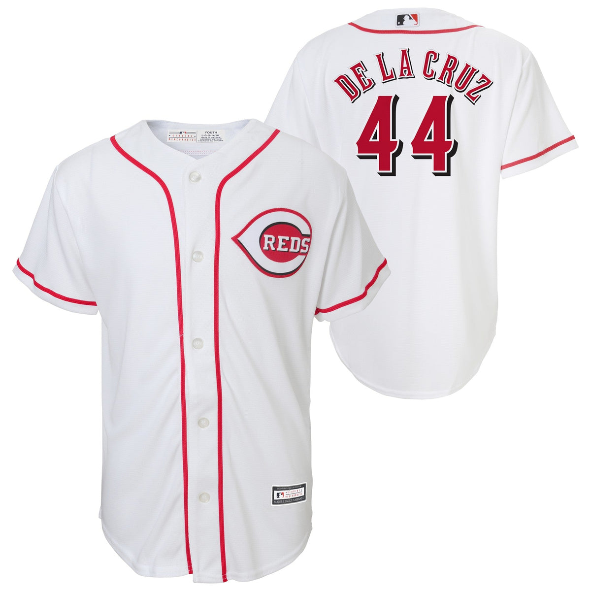 Youth Cincinnati Reds Elly De La Cruz MLB Home Replica Screen Print Jersey product image 1, provided for visual reference