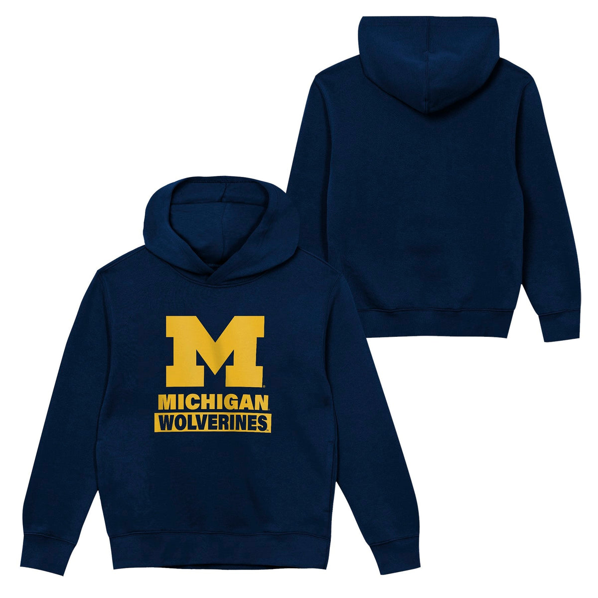 Michigan Wolverines Youth Back to Basics Navy Hoodie product image 1, provided for visual reference and product detail review