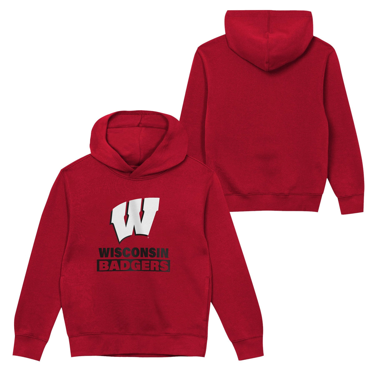 Wisconsin Bagers Youth Back to Basics Red Hoodie product image 1, provided for visual reference and product detail review