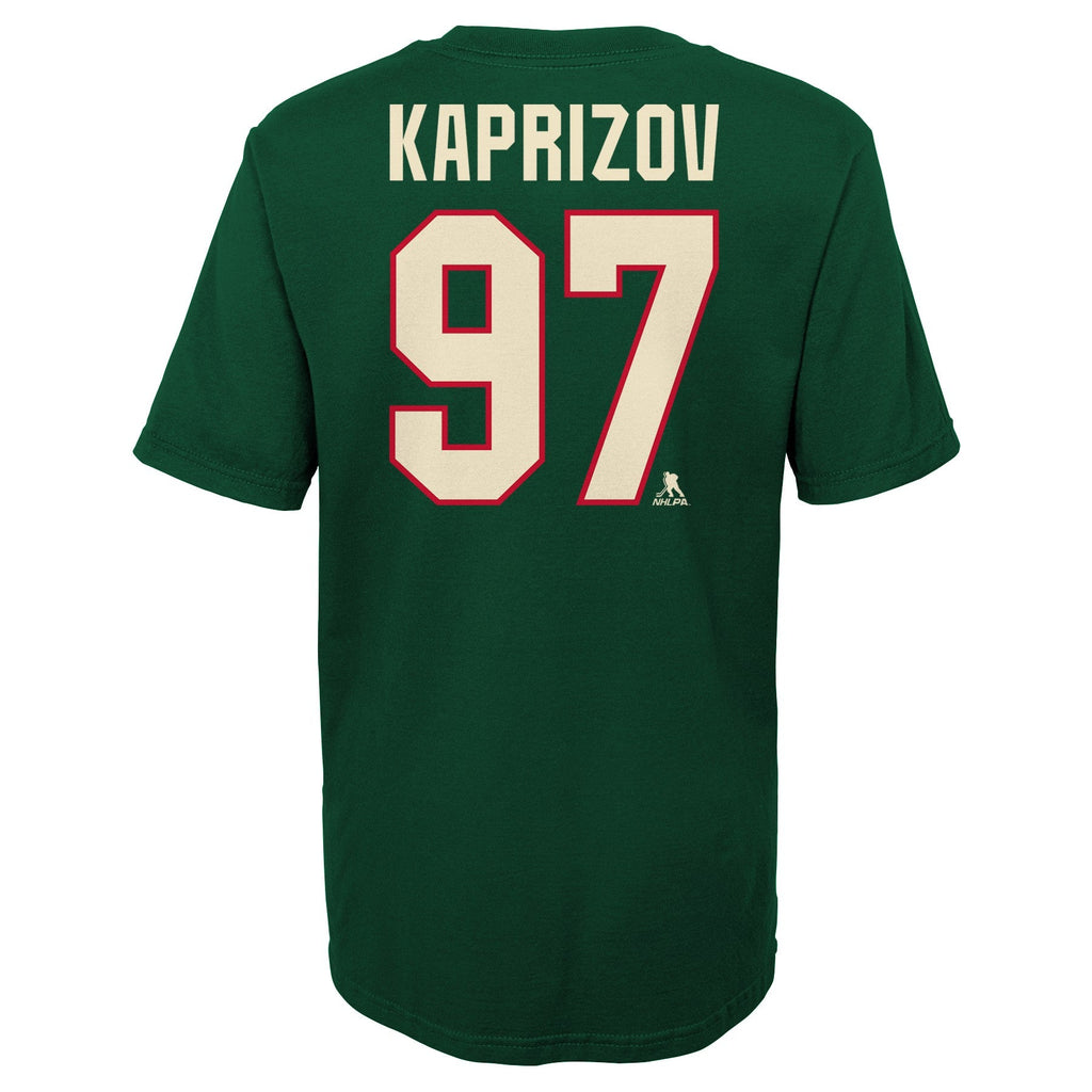 Youth Minnesota Wild Kirill Kaprizov Green Player Name & Number T-Shirt product image 3, provided for visual reference and