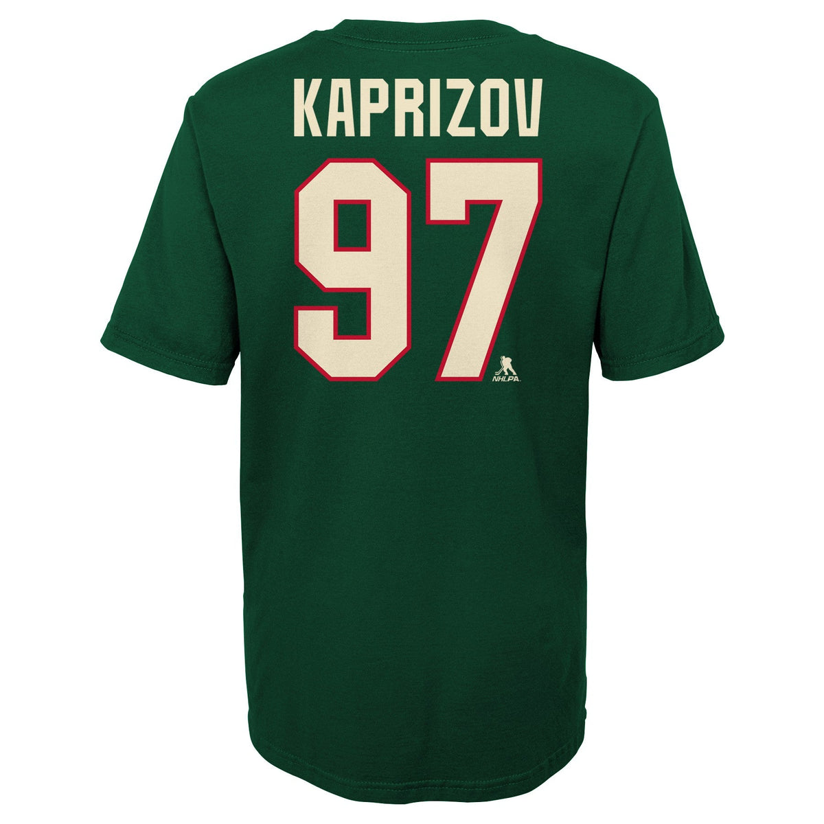Youth Minnesota Wild Kirill Kaprizov Green Player Name & Number T-Shirt product image 3, provided for visual reference and