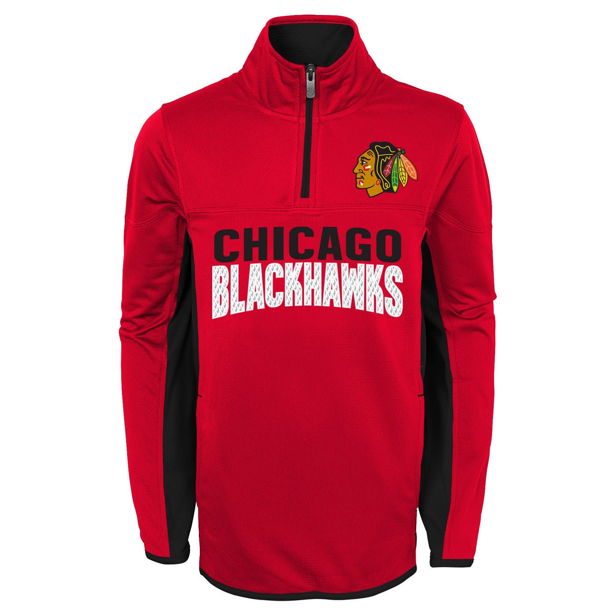 Chicago Blackhawks Child 1/4 Zip Red Fleece Top product image 2, provided for visual reference and product detail review