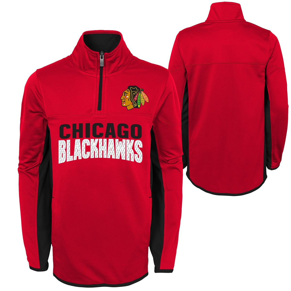 Chicago Blackhawks Child 1/4 Zip Red Fleece Top product image 1, provided for visual reference and product detail review