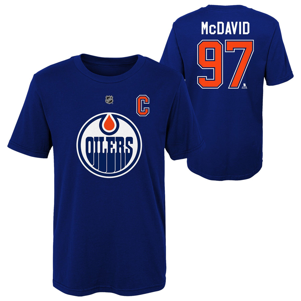 Youth Edmonton Oilers Connor McDavid Blue NHL Player Name & Number T-Shirt product image 1, provided for visual reference