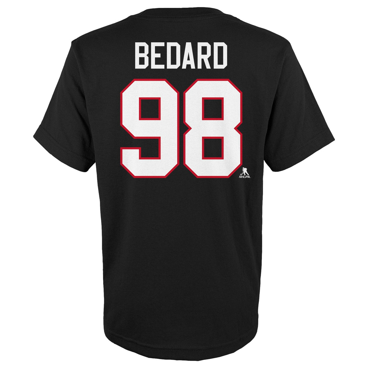 Youth Chicago Blackhawks Connor Bedard Black NHL Player Name & Number T-Shirt product image 3, provided for visual reference
