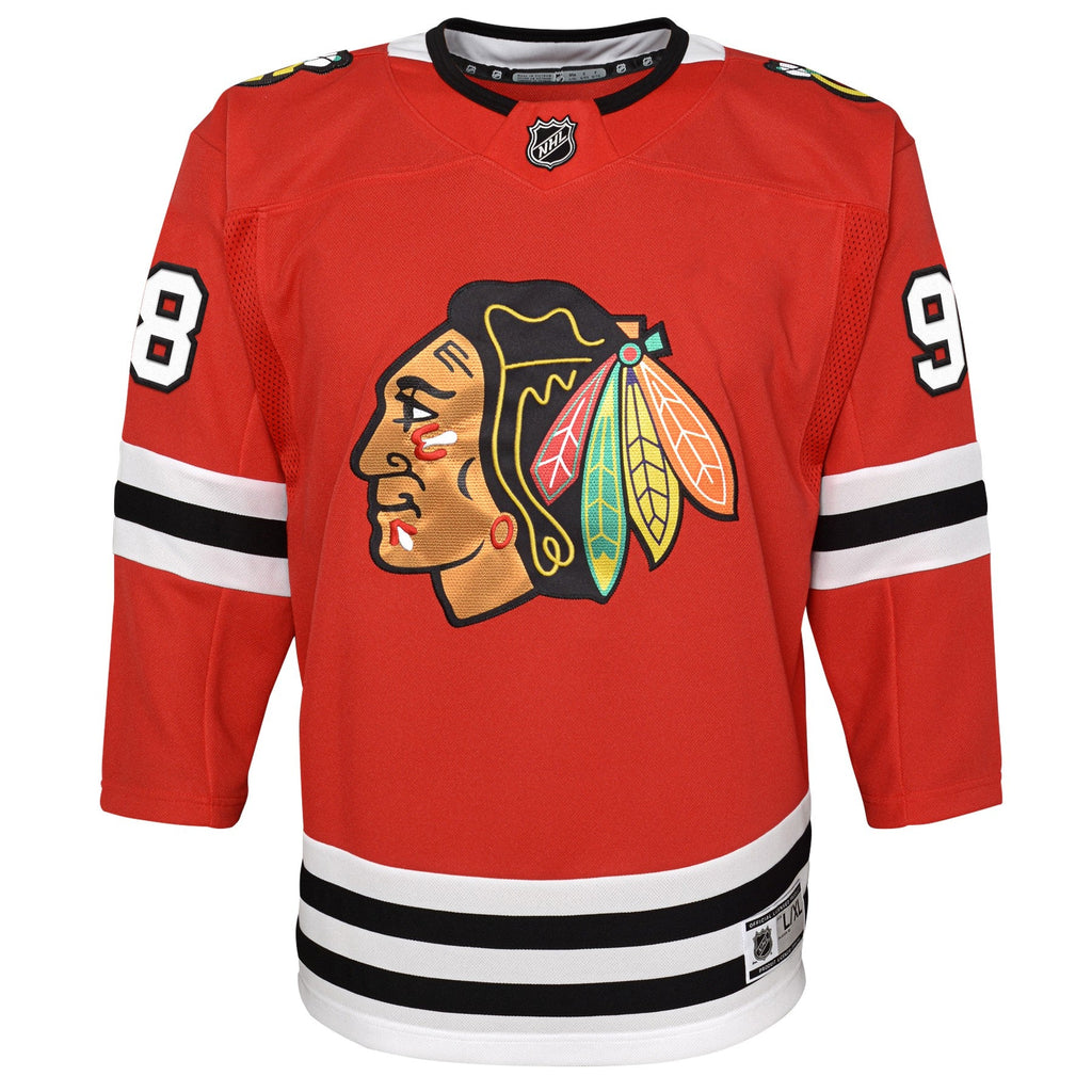 Youth Connor Bedard Chicago Blackhawks Red Home NHL Premier Jersey product image 2, provided for visual reference and