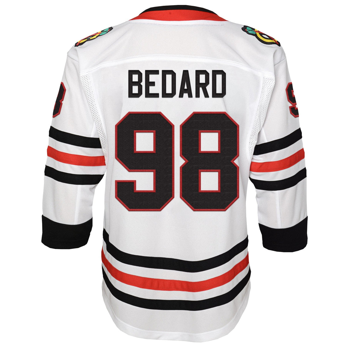 Youth Connor Bedard Chicago Blackhawks White Road NHL Premier Jersey product image 3, provided for visual reference and