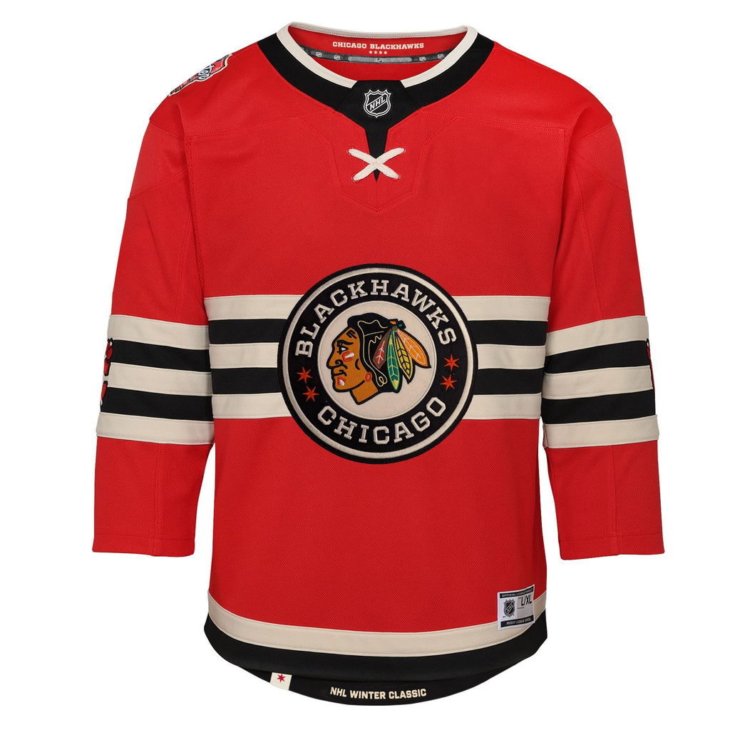 Youth Chicago Blackhawks Red 2025 NHL Winter Classic Premier Blank Jersey product image 2, provided for visual reference and