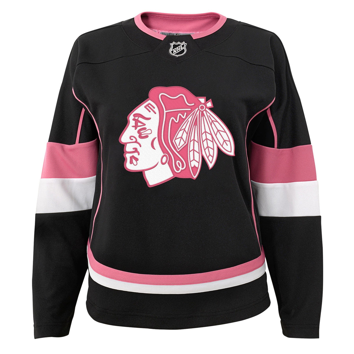 Toddler Connor Bedard Chicago Blackhawks Girls Black/Pink Fashion Jersey product image 2, provided for visual reference and