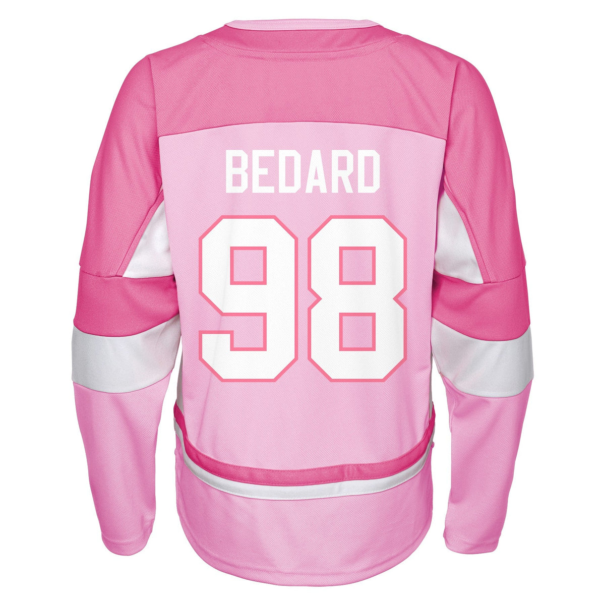 Infant Connor Bedard Chicago Blackhawks Girls Pink Fashion Jersey product image 3, provided for visual reference and product