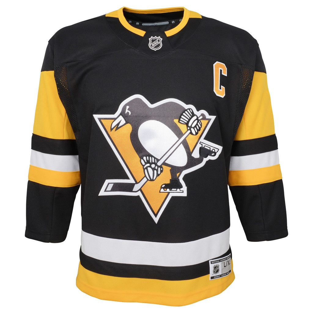 Youth Sidney Crosby Pittsburgh Penguins Black Home Premier Jersey product image 2, provided for visual reference and product