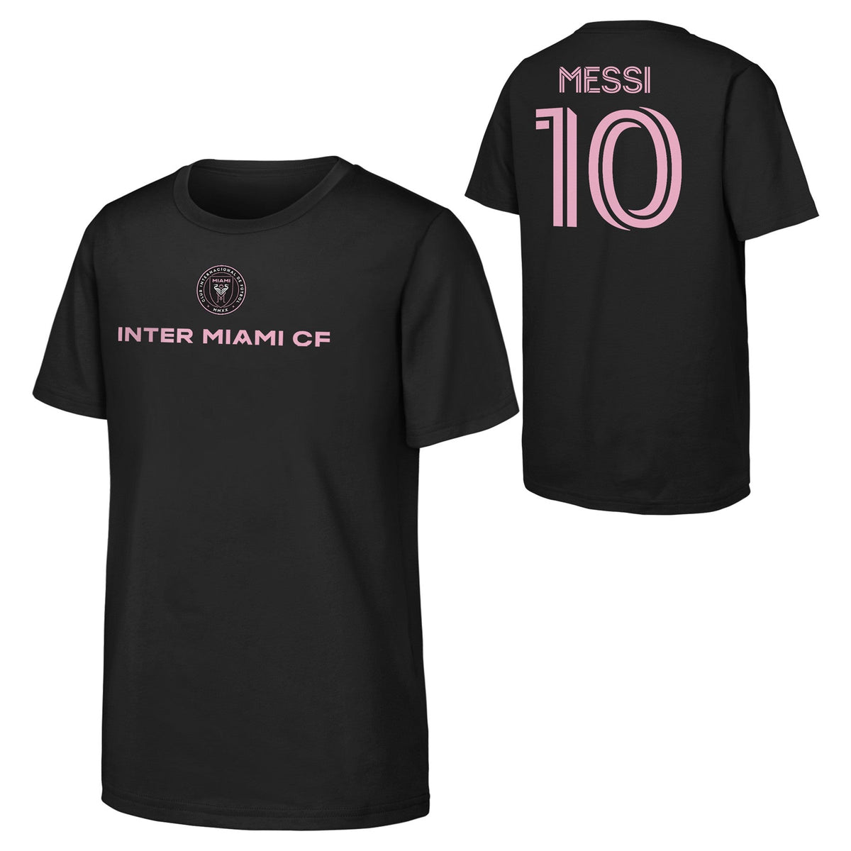 Child Lionel Messi Inter Miami Black Name & Number T-Shirt product image 1, provided for visual reference and product detail