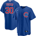 NIKE Men Chicago Cubs Kyle Tucker Alternate Blue Replica Jersey product image 1, provided for visual reference and product